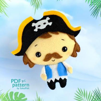 Pirate boy felt toy PDF and SVG pat..