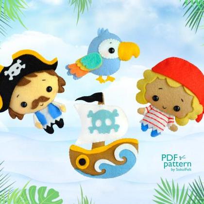 Cute Pirates, Parrot and Ship felt ..