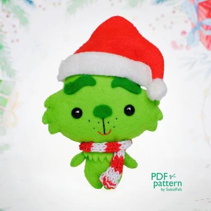 Green Christmas monster felt toy se..