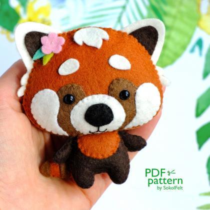 Baby Red Panda felt toy PDF and SVG..