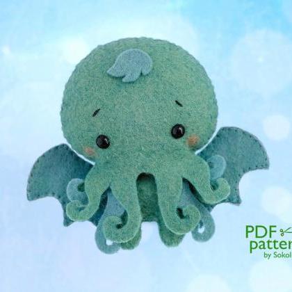 Baby Cthulhu Felt Toy Sewing Pdf And Svg Pattern,..