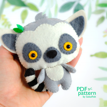 Baby Cat Lemur Felt Toy Pdf And Svg Pattern, Felt..