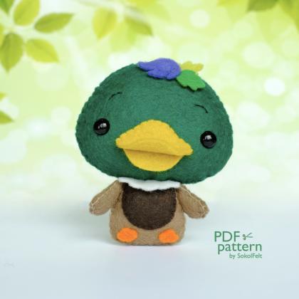 Felt mallard duck toy sewing PDF pa..