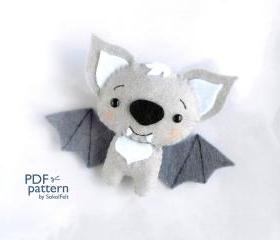 Felt Bat Toy Sewing Pdf Pattern, Diy Halloween Ornament, Felt Bat ...