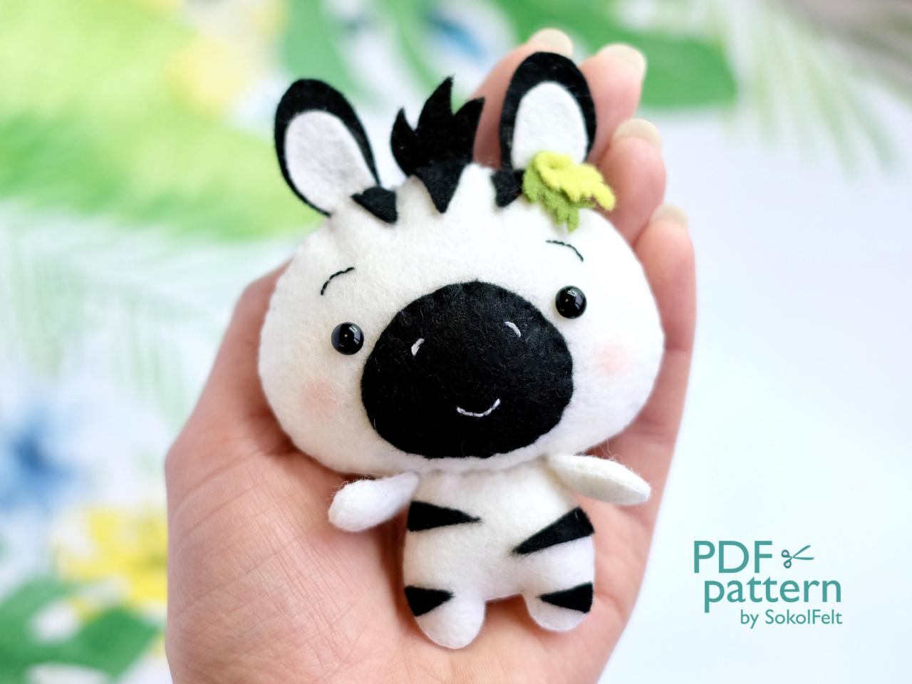 Zebra PDF pattern, Jungle safari baby animal toy sewing tutorial, African wild animal, felt baby crib mobile toy