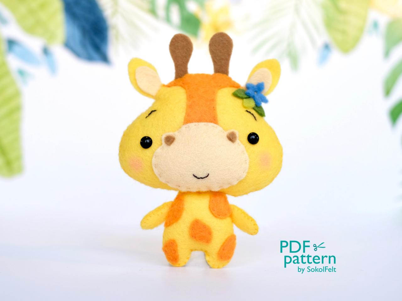 Giraffe Pdf Pattern, Jungle Safari Baby Animal Toy Sewing Tutorial, African Wild Animal, Felt Baby Crib Mobile Toy
