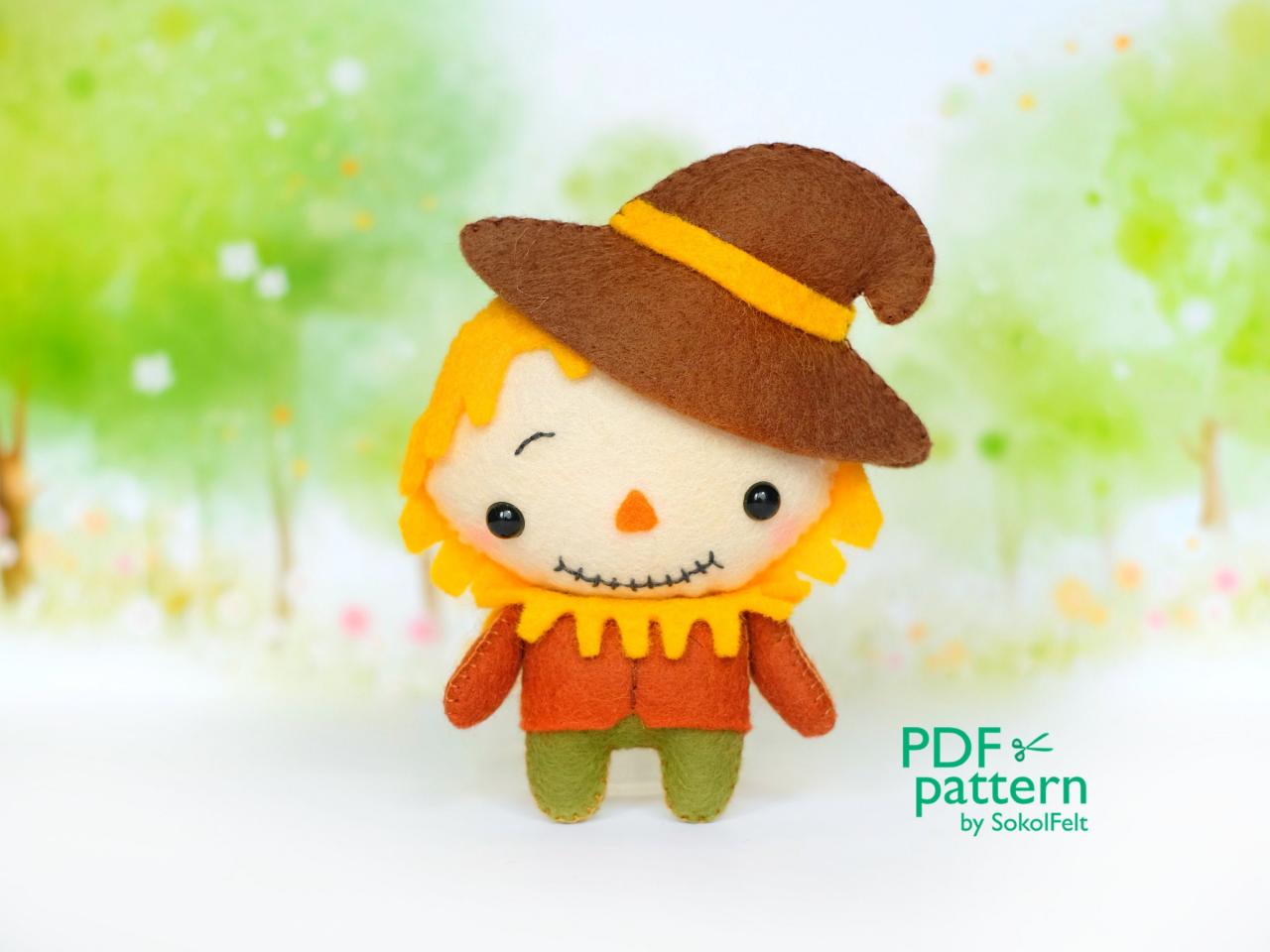 Cute Scarecrow Felt Toy Sewing Pdf Pattern, Wonderfull Wizard Of Oz Toys, Baby Crib Mobile Toy, Easy To Make Halloween Toy