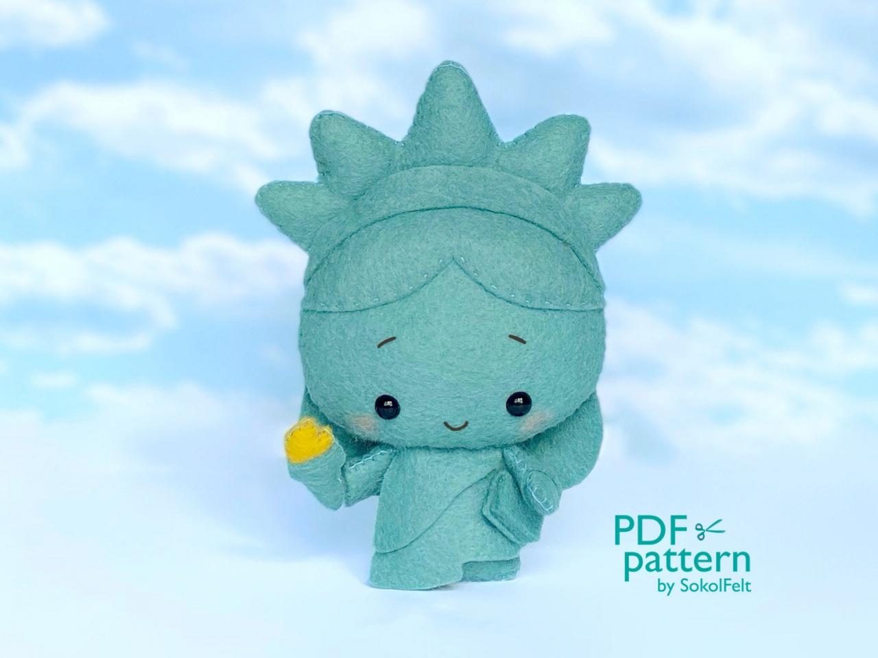 Statue Of Liberty Felt Toy Sewing Pdf And Svg Pattern, Plush Toy Sewing Pdf Tutorial, Independence Day Gift