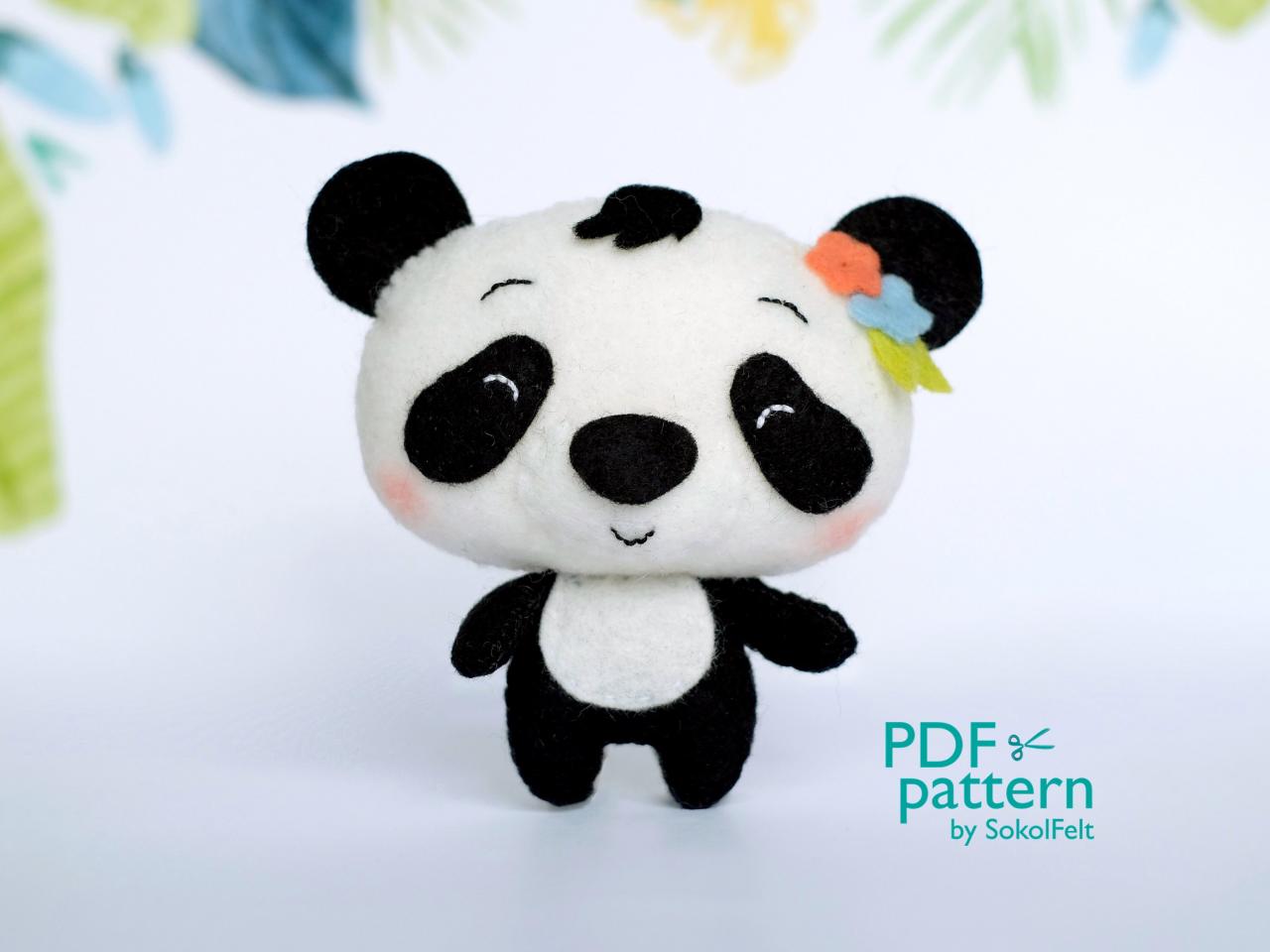 Panda Pdf Pattern, Felt Woodland Animal Plush Toy Sewing Tutorial, Baby Crib Mobile Toy