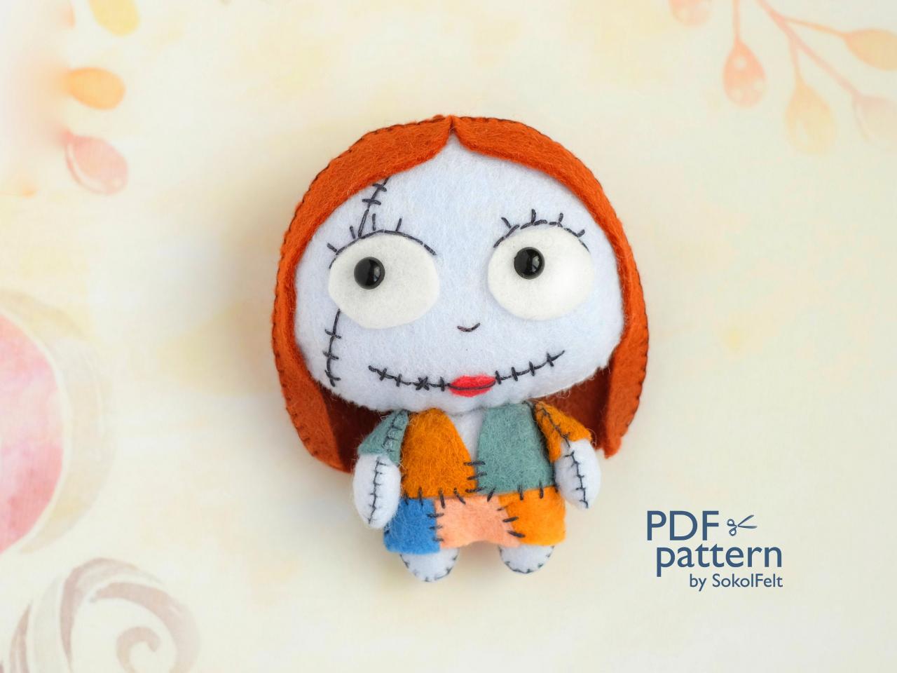 Felt Sally PDF pattern, Nightmare before Christmas, Easy to make Halloween toy, Halloween ornament