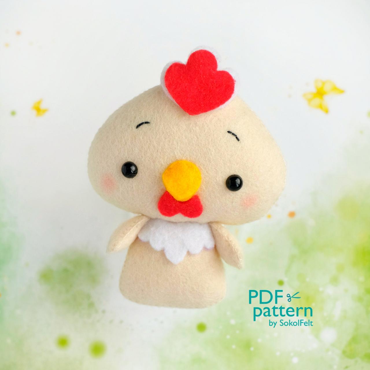 Chick Felt Toy Sewing Pdf Patterns, Easter Toy Sewing Patterns, Cute Farm Animals, Baby Crib Mobile Toy