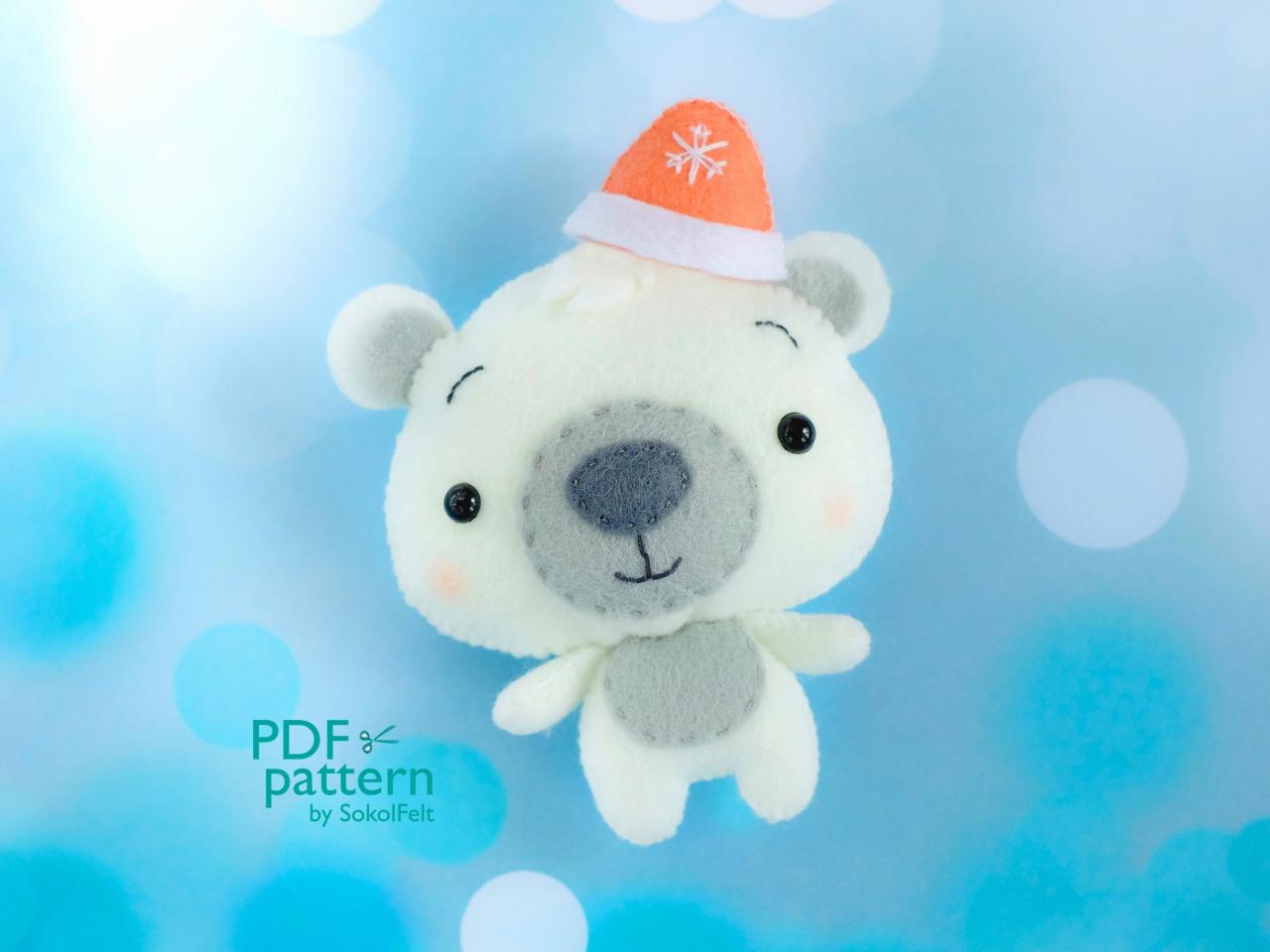 Polar Bear Toy Pdf Pattern, Felt Arctic White Bear Sewing Digital Tutorial, Baby Crib Mobile Plush Toy