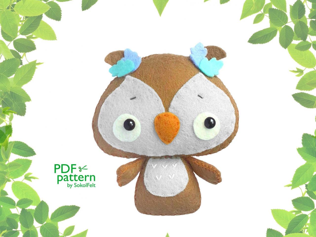 Baby Owl Pdf Pattern, Felt Bird Toy Sewing Tutorial, Baby Crib Mobile Toy, Woodland Animal Ornament