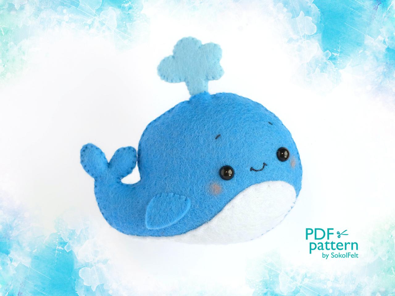 Blue Whale Toy Sewing Pdf Pattern, Felt Sea Ocean Animal Sewing Tutorial, Sea Life Baby Crib Mobile Toy, Under The Sea Nursery Decoration