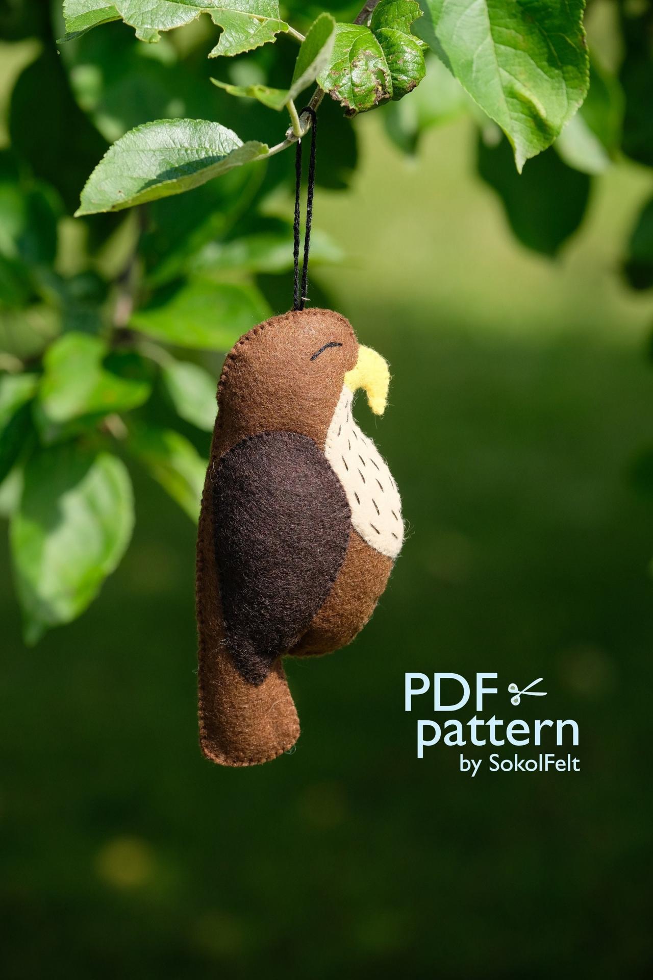 Felt Falcon Toy Sewing Pdf Pattern, Diy Bird Ornament, Felt Bird Pdf Pattern