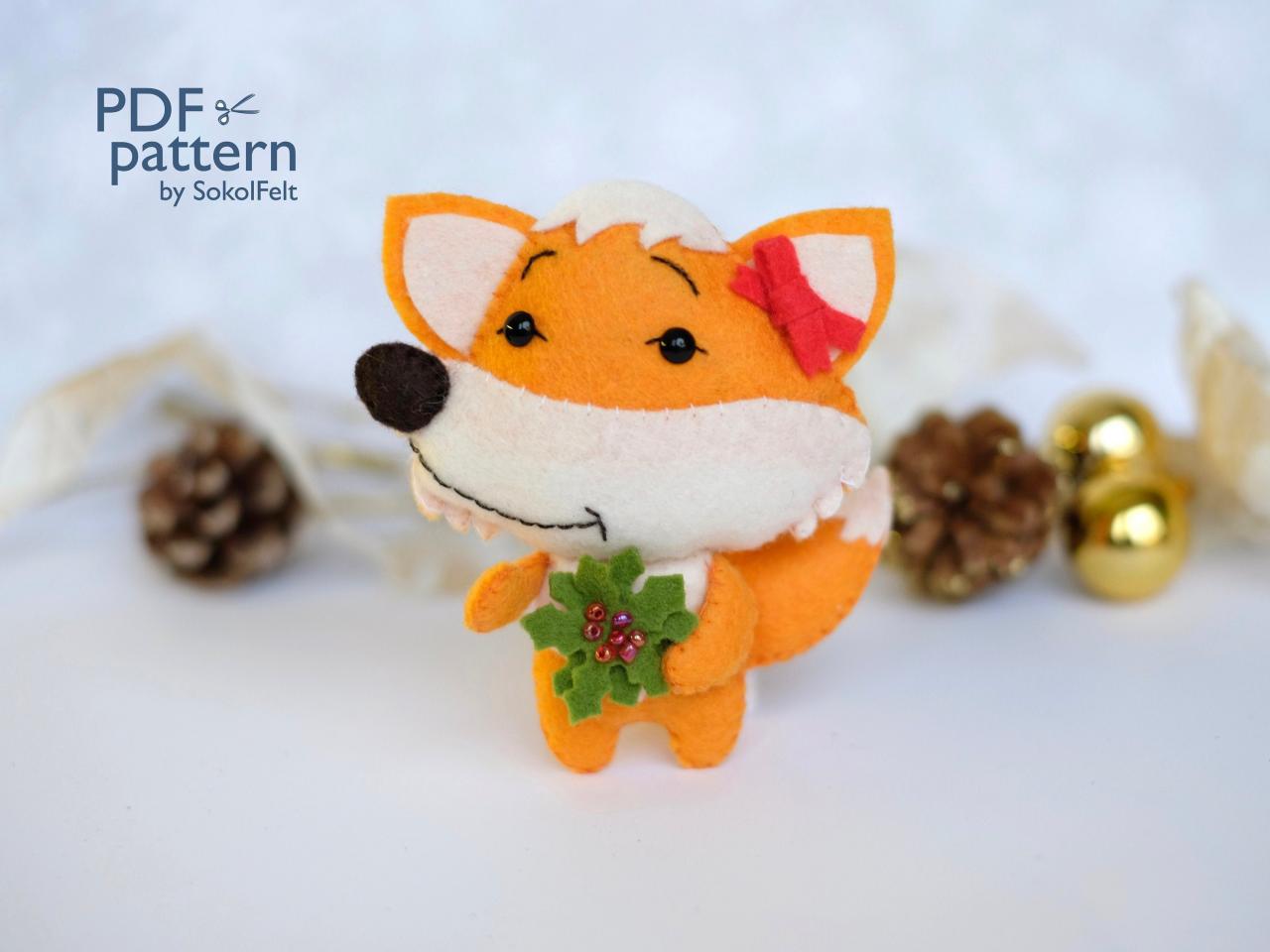 Felt Fox Toy Sewing Pdf Pattern, Diy Fox Ornament, Woodland Animal Pattern, Felt Christmas Ornament, Baby Crib Mobile