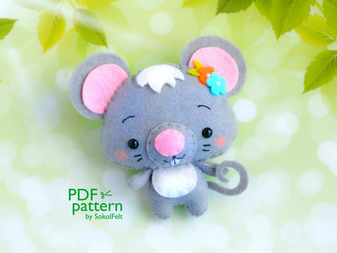 Mouse Pdf Pattern, Felt Woodland Animal Plush Toy Sewing Tutorial, Baby Crib Mobile Toy, Rat Toy