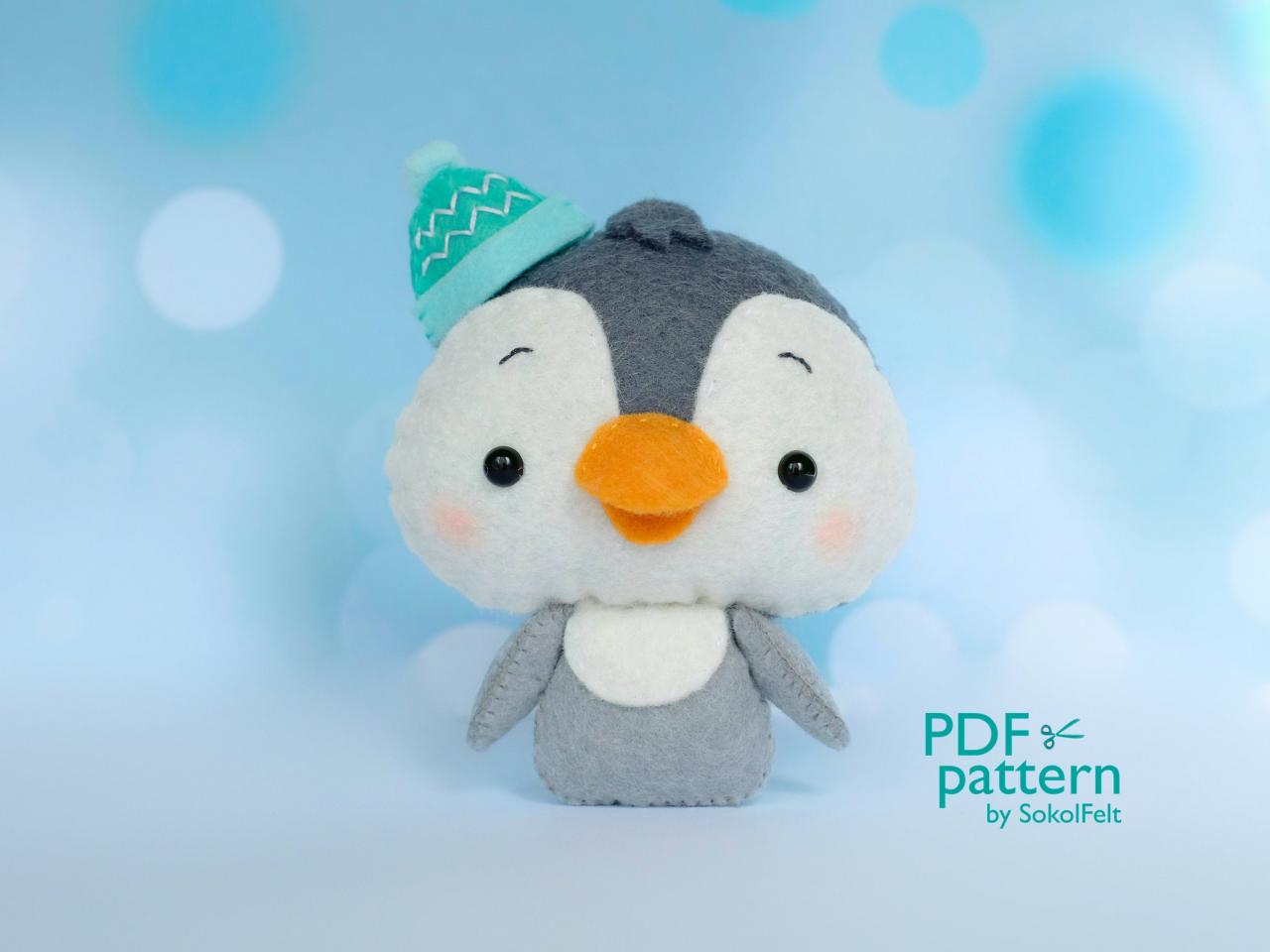 Baby Penguin Toy Pdf Pattern, Felt Polar Animal Sewing Digital Tutorial, Baby Crib Mobile Plush Toy