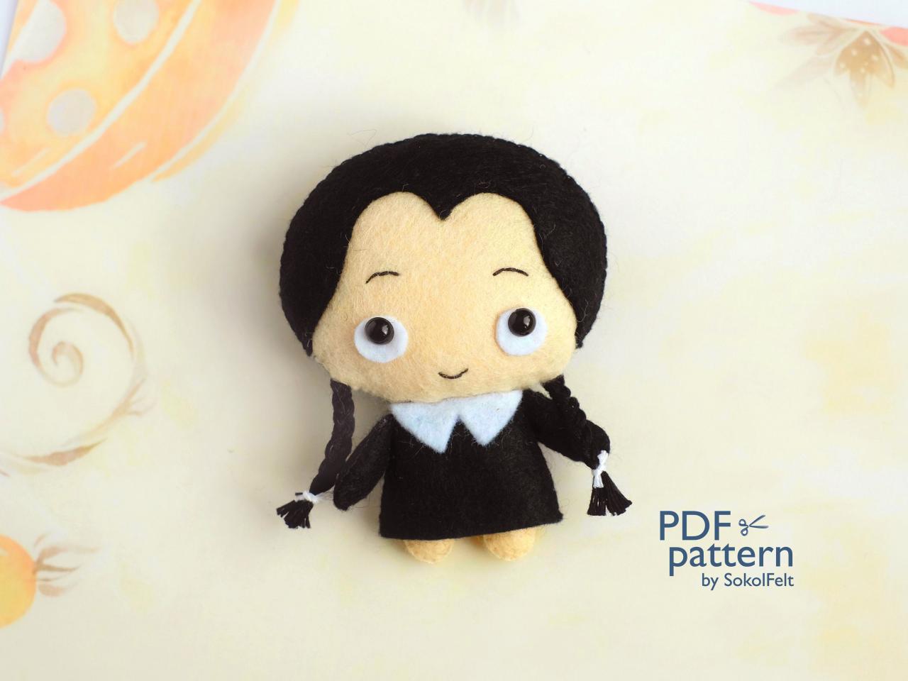 Cute Wednesday Addams Toy Pdf Pattern, Addams Family, Easy To Make Halloween Toy, Halloween Ornament