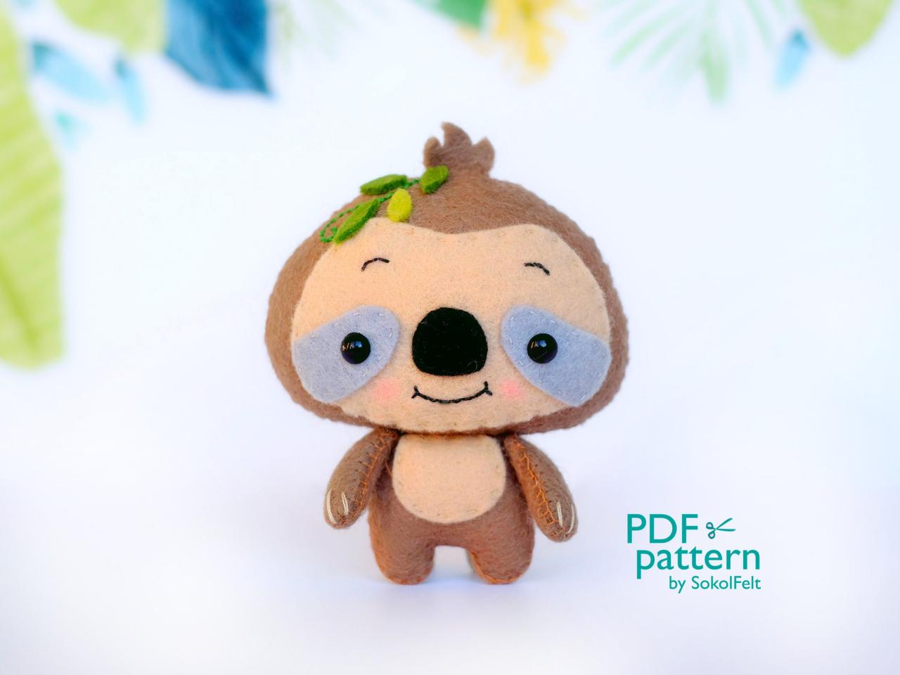 Sloth Pdf Pattern, Felt Woodland Animal Plush Toy Sewing Tutorial, Baby Crib Mobile Toy