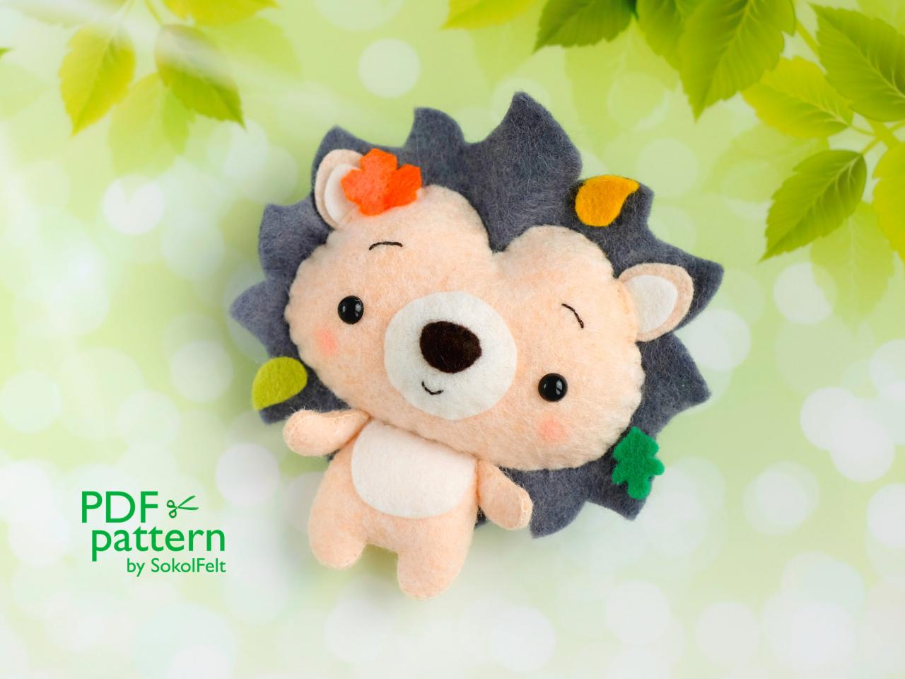 Hedgehog Pdf Pattern, Felt Woodland Animal Plush Toy Sewing Tutorial, Baby Crib Mobile Toy, Felt Hedgehog Ornament