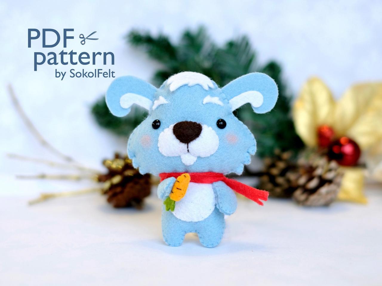 Bunny Pdf Pattern, Felt Woodland Animal Plush Toy Sewing Tutorial, Felt Christmas Ornament, Baby Crib Mobile Toy