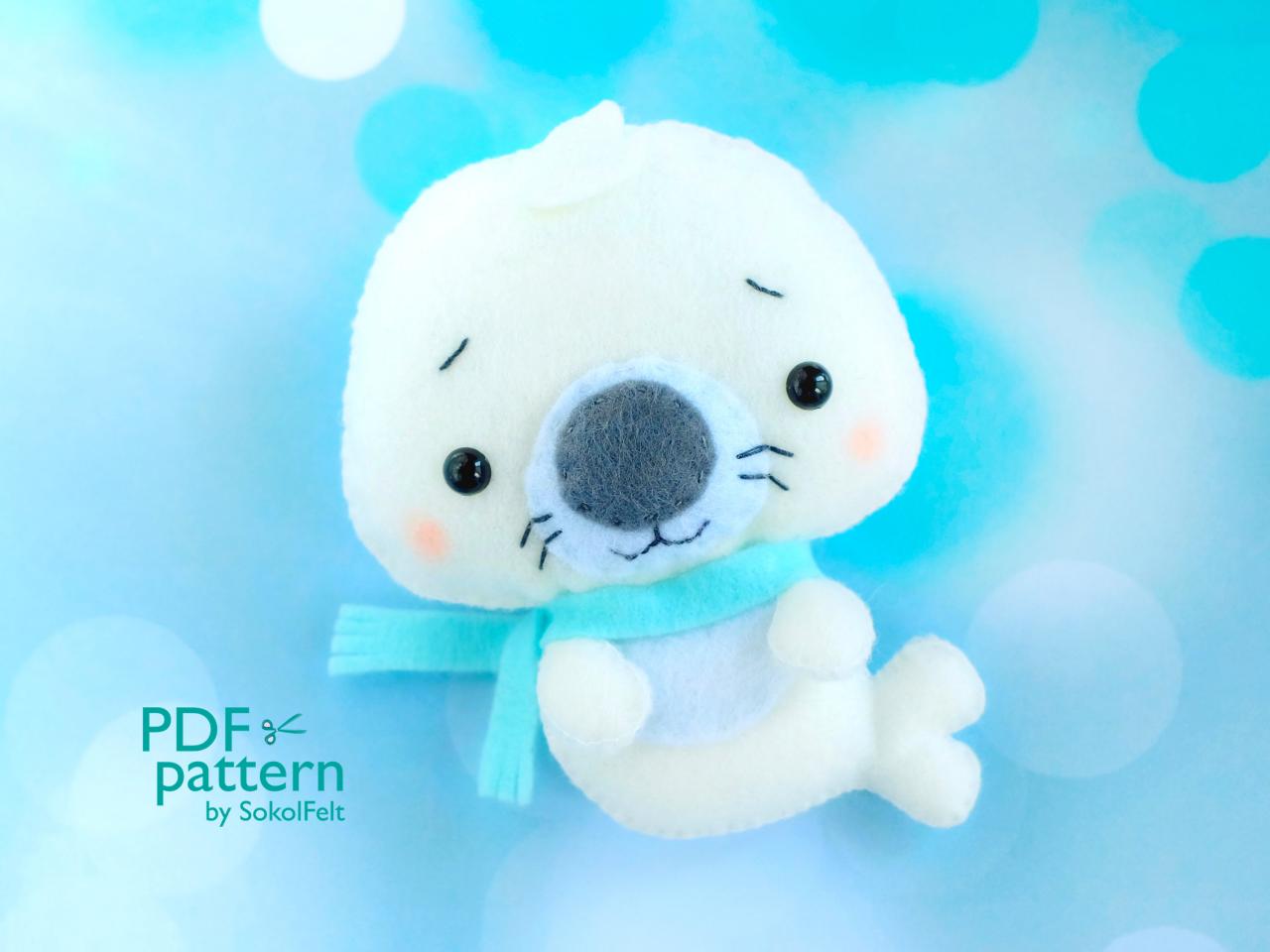 Baby Seal Toy Pdf Pattern, Felt Arctic Animal Sewing Digital Tutorial, Baby Crib Mobile Plush Toy