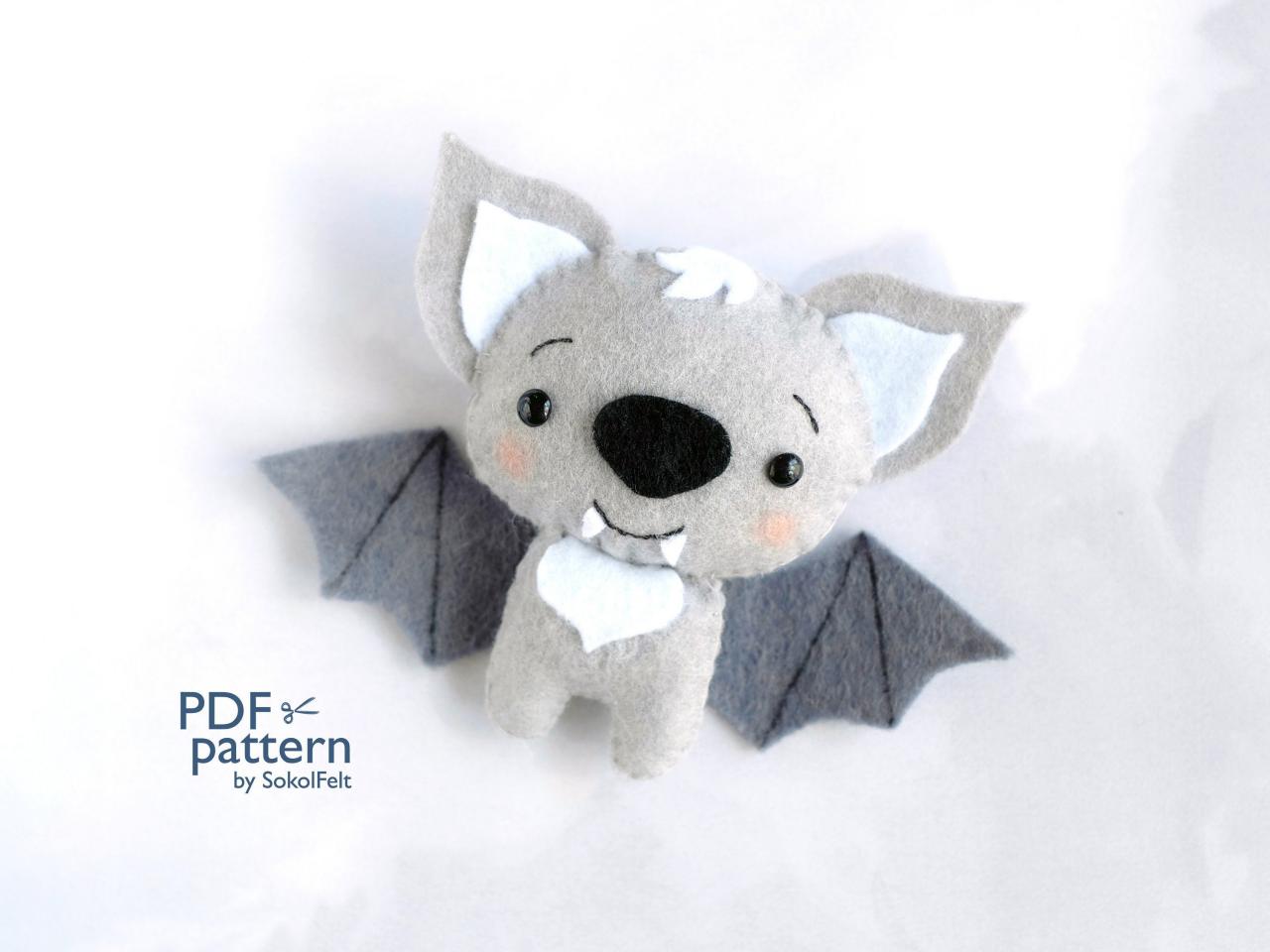 Felt Bat Toy Sewing Pdf Pattern, Diy Halloween Ornament, Felt Bat Tutorial, Felt Halloween Toy, Handmade Gift For Halloween, Vampire Pattern
