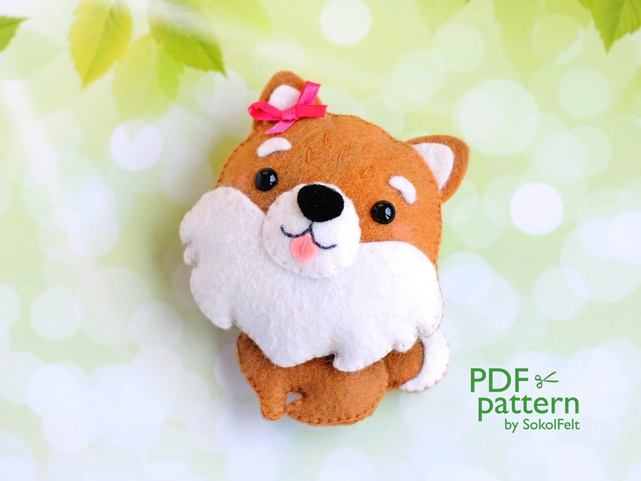 Felt Pomeranian dog toy sewing PDF and SVG patterns, Felt Pomeranian spitz ornament, dog lover gift, baby crib mobile toy