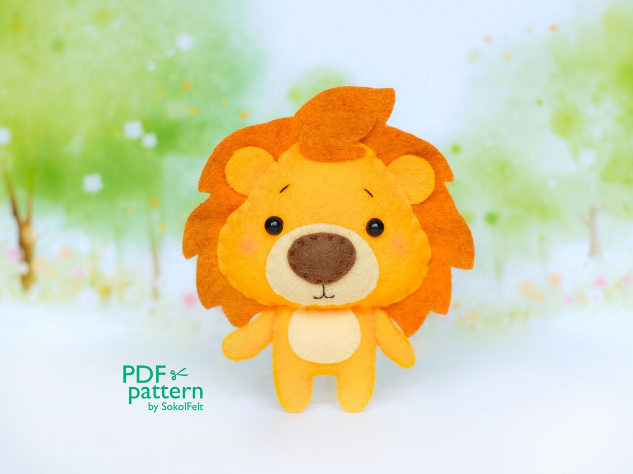Felt Cowardly lion toy sewing PDF pattern, Wonderfull Wizard of Oz toys, Baby crib mobile toy