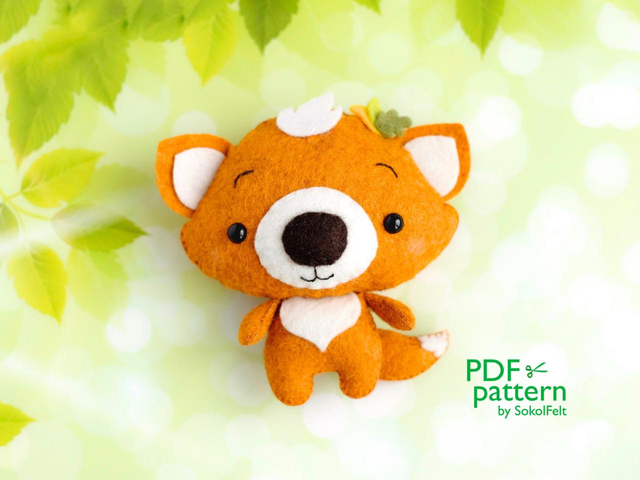 Fox sewing PDF pattern, Felt woodland animal plush toy, Baby crib mobile toy, Felt fox ornament