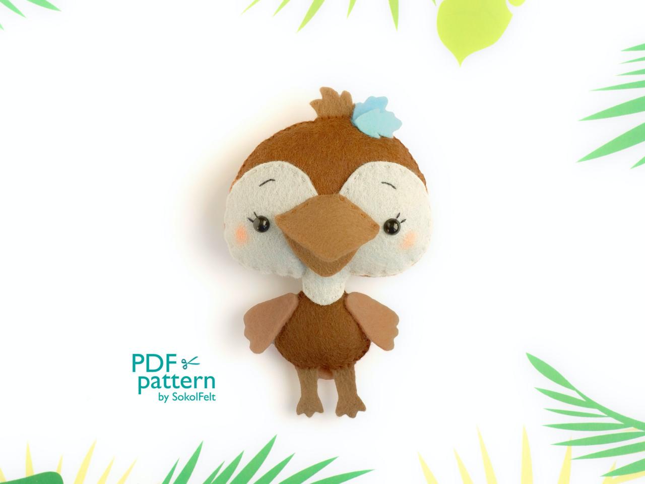 Felt Emu Toy Sewing Pdf Pattern, Australian Cute Animal, Aussie Bird, Baby Crib Mobile Toy