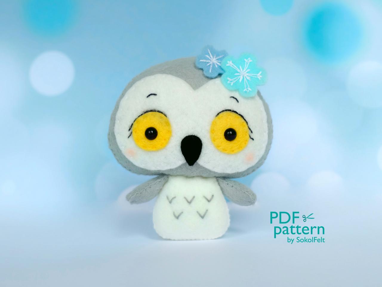 Polar Owl Toy Pdf Pattern, Felt Arctic Snowy Owl Sewing Digital Tutorial, Baby Crib Mobile Plush Toy