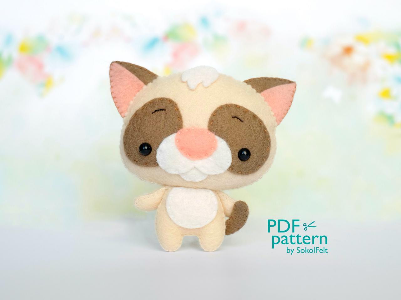Felt Ragdoll Cat Toy Sewing Pdf Pattern, Grumpy Cat Softie Diy Tutorial, Plush Cat, Felt Pet Pattern, Baby Crib Mobile Toy