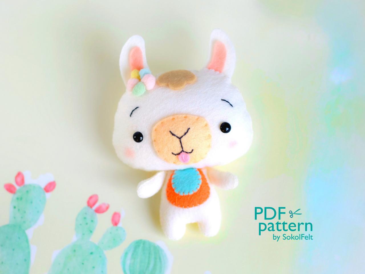 Felt Llama Toy Sewing Pdf And Svg Pattern, Alpaca Digital Tutorial, Baby Crib Mobile Toy, Farm Animal Pattern.