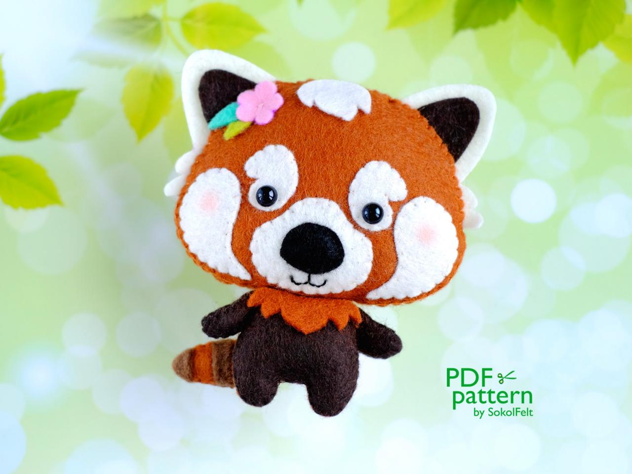 Red Panda Felt Toy Pdf And Svg Pattern, 2 Patterns In 1, Felt Woodland Animal Plush Toy Sewing Tutorial, Baby Crib Mobile Toy