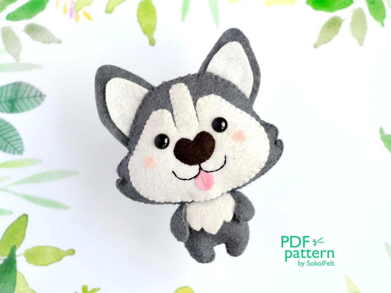 Husky Felt Toy Sewing Pdf And Svg Patterns, Cute Dog Sewing Tutorial, Dog Lover Gift, Baby Crib Mobile Toy