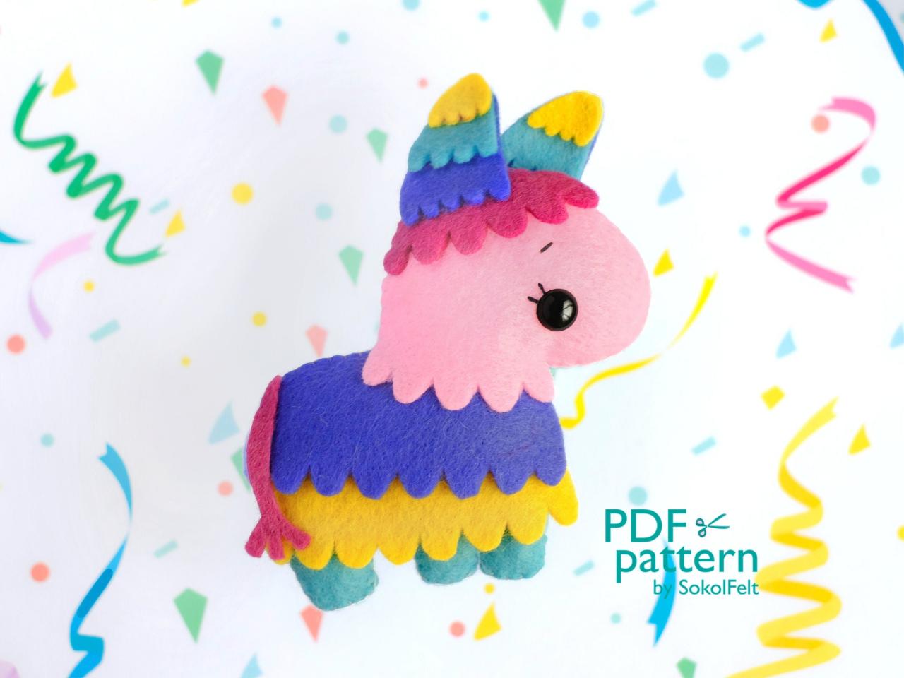 Cute Pinata Felt Toy Sewing Pdf And Svg Patterns, Llama Toy, Birthday Gift, Plush Name Garland