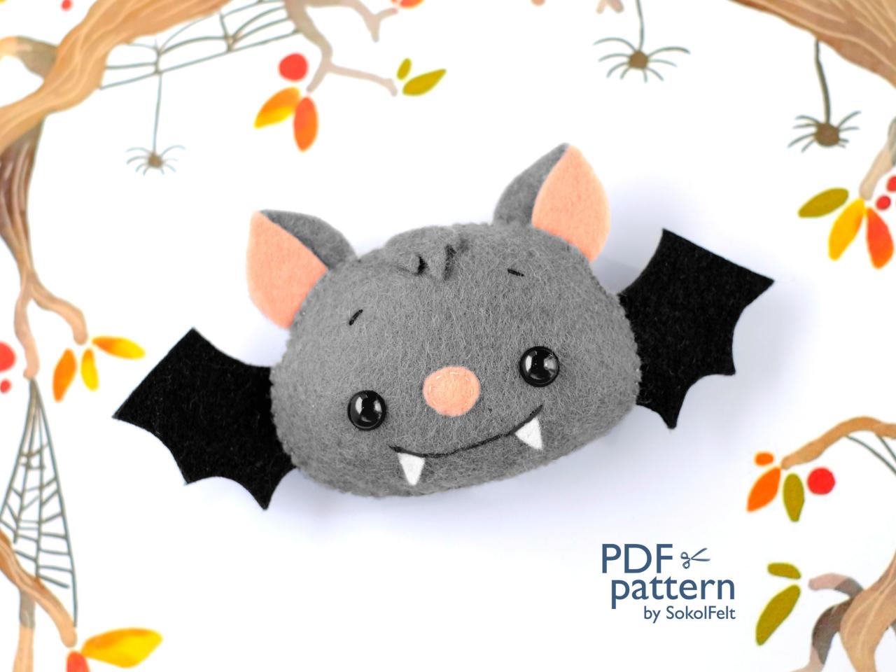 Little bat felt toy PDF and SVG patterns, Halloween ornament, Halloween garland, Felt baby mobile toy