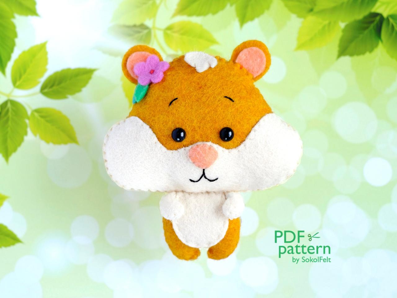 Little Hamster Felt Toy Sewing Pdf And Svg Patterns, Felt Pet Toy Pattern, Baby Crib Mobile Toy