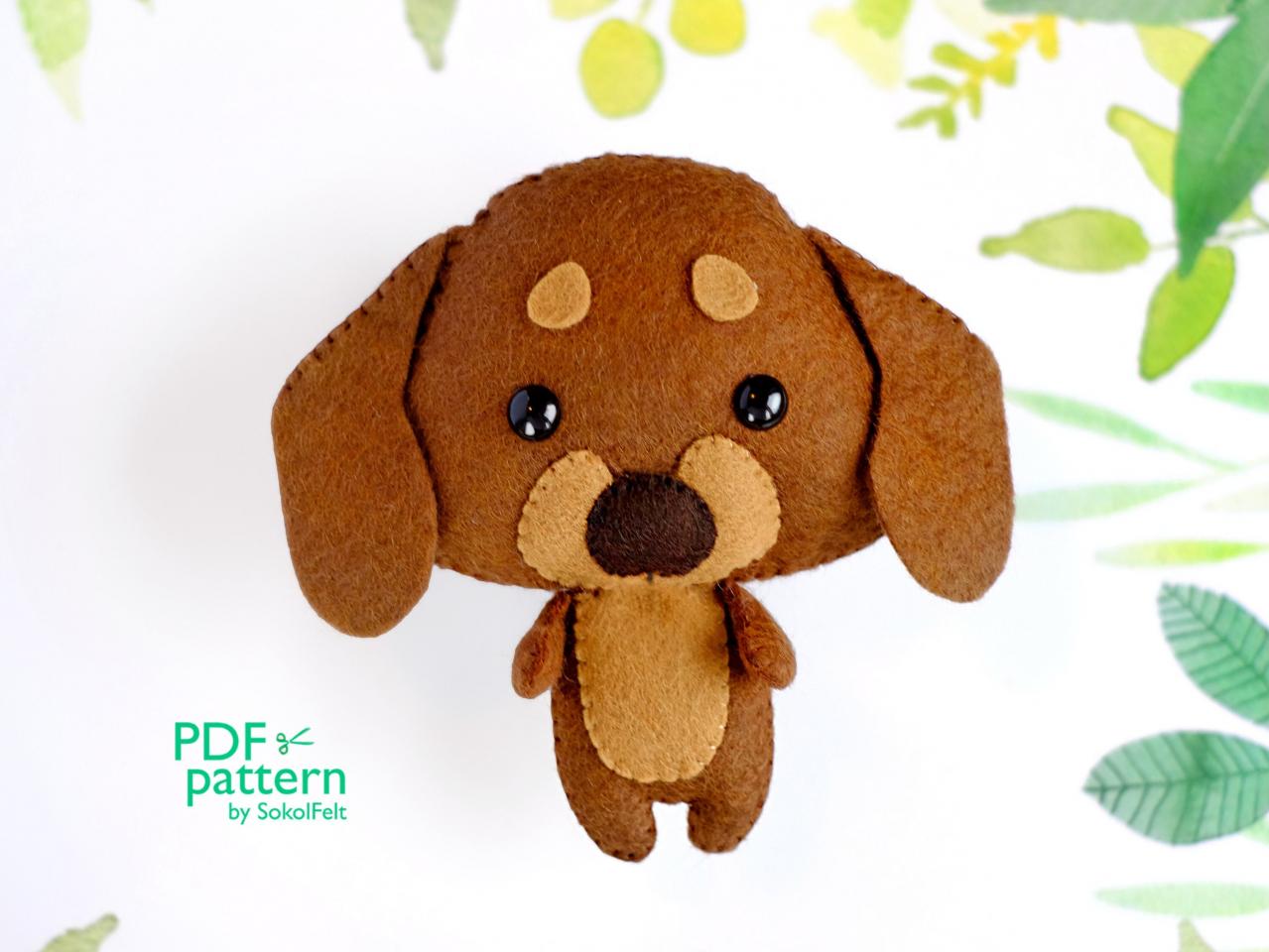 Dachshund felt toy sewing PDF and SVG patterns, Cute dog sewing tutorial, Basset toy, Dog lover gift, Baby crib mobile toy