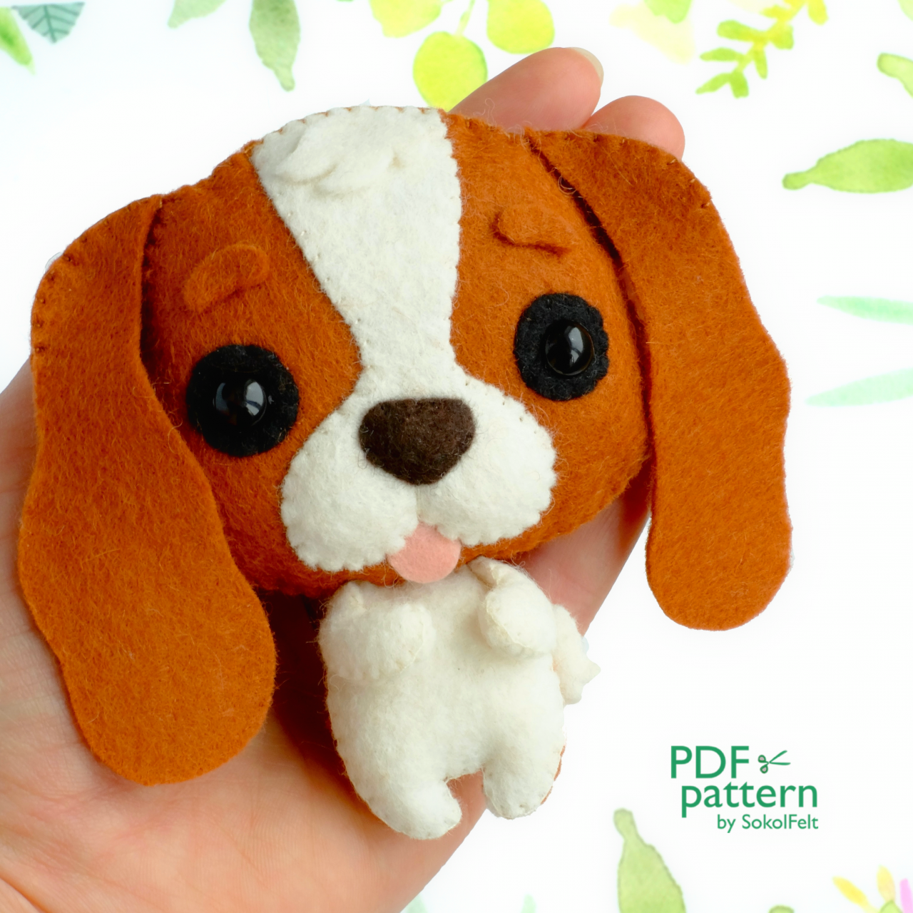 Cavalier King Charles Spaniel felt toy sewing PDF and SVG patterns, Cute dog sewing tutorial, Dog lover gift, Baby crib mobile toy