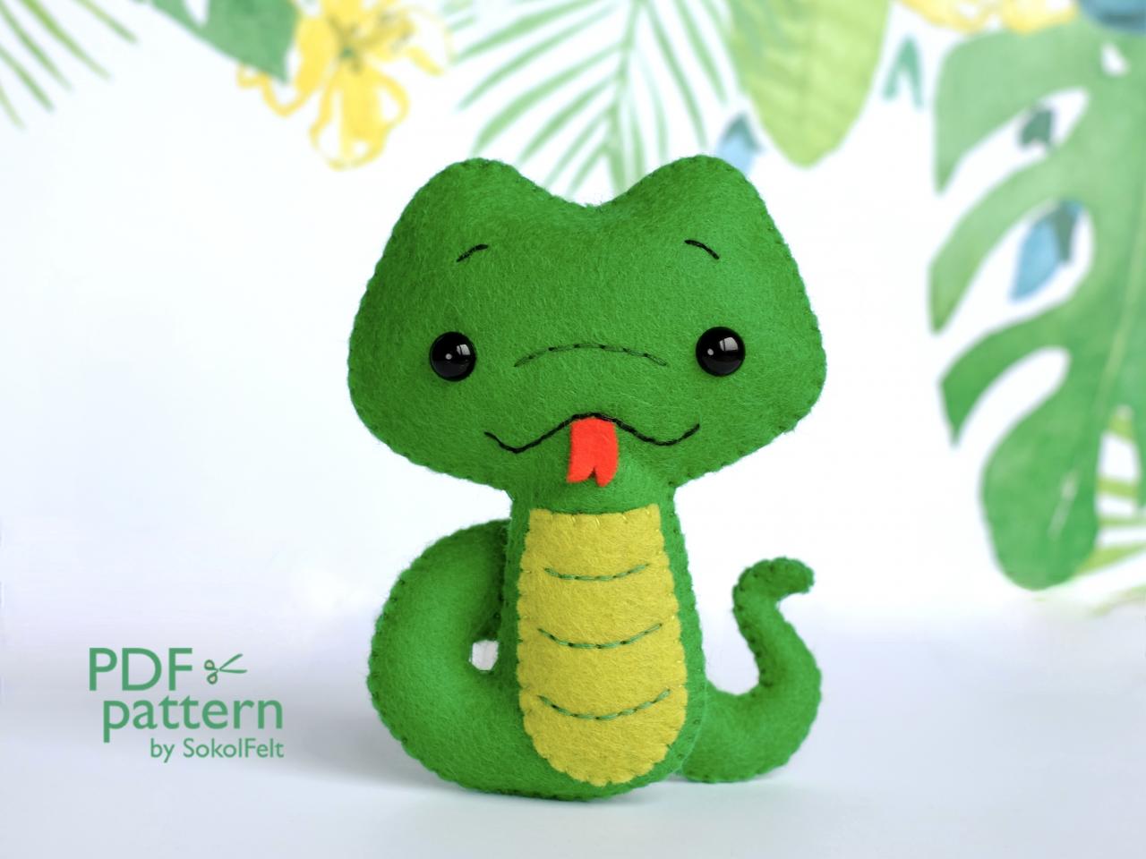 Little Snake Felt Toy Sewing Pdf And Svg Pattern, Felt Animal Pattern, Plush Toy Sewing Tutorial