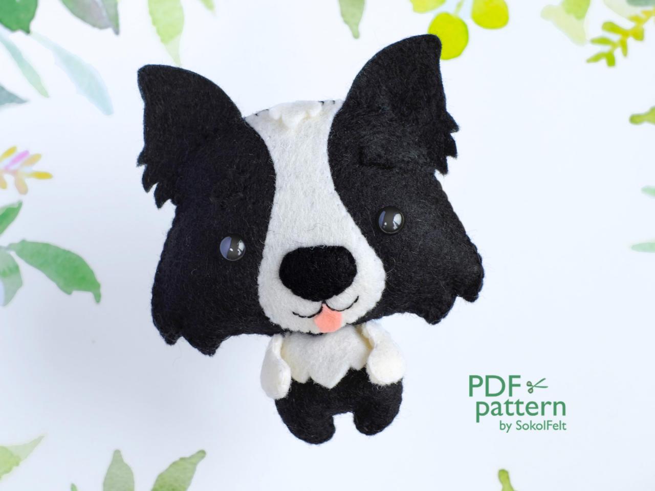 Border Collie Felt Toy Sewing Pdf And Svg Patterns, Cute Dog Sewing Tutorial, Dog Lover Gift, Baby Crib Mobile Toy
