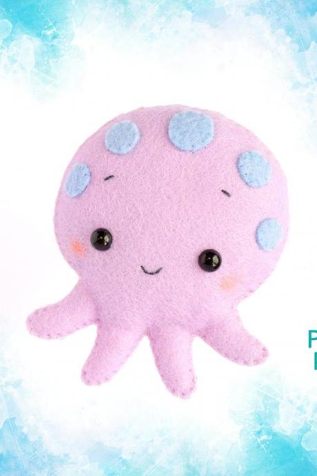 Octopus Toy Sewing Pdf Pattern, Felt Sea Ocean Animal Sewing Tutorial, Sea Life Baby Crib Mobile Toy, Nautical Nursery Decoration