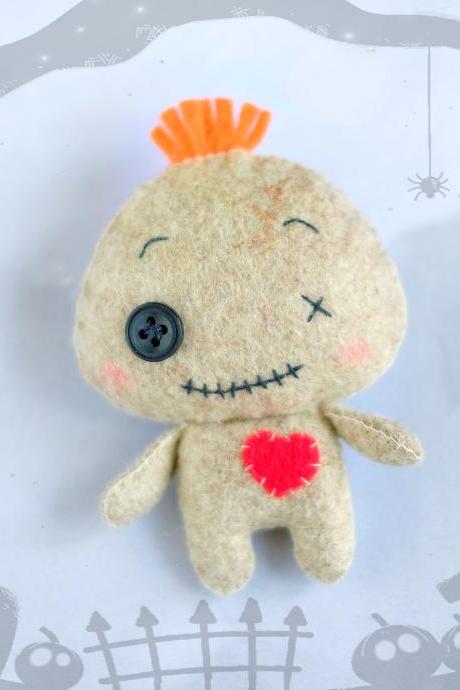 Cute voodoo doll toy sewing PDF pattern, Felt Halloween ornament, Easy to make Halloween toy