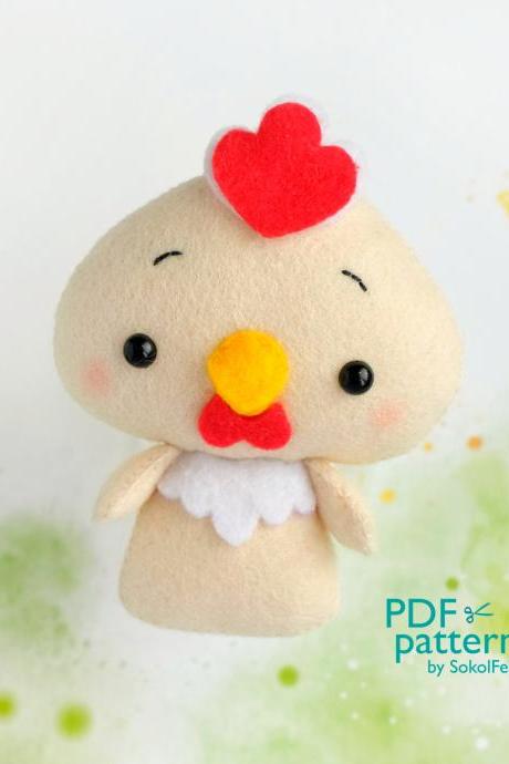 Chick Felt Toy Sewing Pdf Patterns, Easter Toy Sewing Patterns, Cute Farm Animals, Baby Crib Mobile Toy