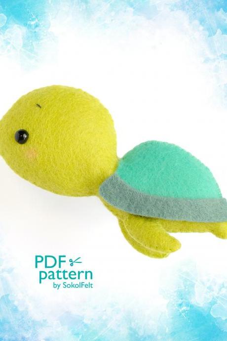 Sea turtle toy sewing PDF Pattern, Felt Sea Ocean animal sewing tutorial, Sea Life baby crib mobile toy, Nautical nursery decoration