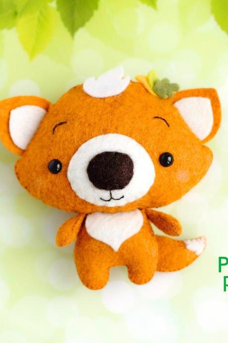 Fox sewing PDF pattern, Felt woodland animal plush toy, Baby crib mobile toy, Felt fox ornament