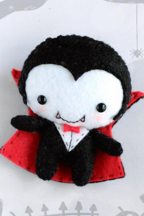 Felt Vampire Toy Sewing Pdf Pattern, Easy To Make Halloween Toy, Felt Vampire Ornament, Diy Halloween Toy, Baby First Halloween